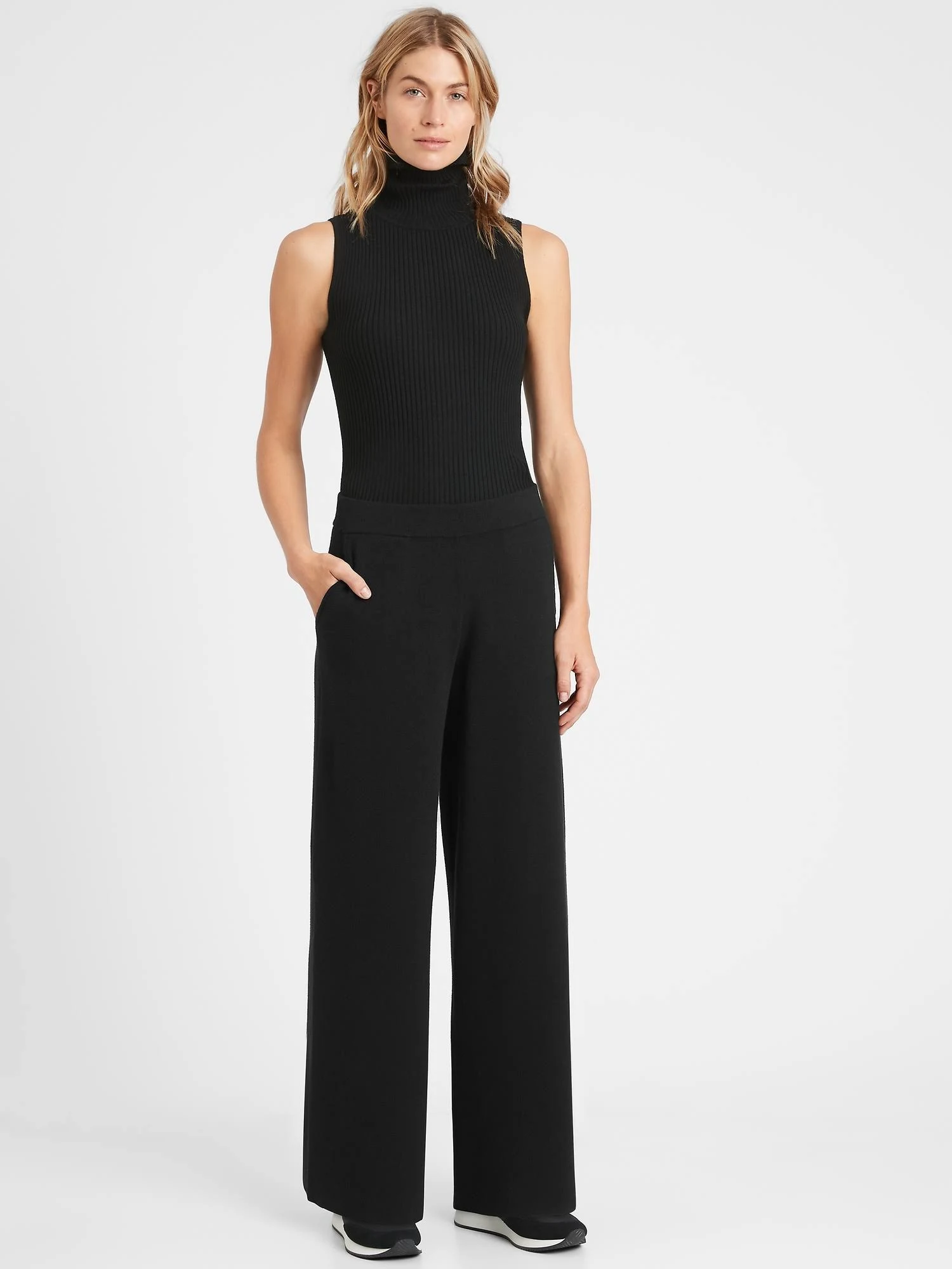 Banana Republic Women's Wide-Leg Sweater Pant Black Size S