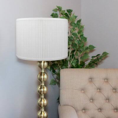 10x22 H x 14x22 W Drum Lamp Shade - (Spider Attachment) Red Barrel Studio Color: Brass/Pleated White