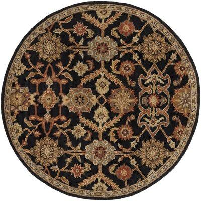 Essence Oriental Handmade Tufted Wool Black/Brown Area Rug Birch Lane Rug Size: Round 6&