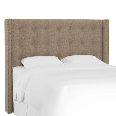 Lollis Wood Frame Upholstered Wingback Headboard Size: California King, Upholstery: Sandstone