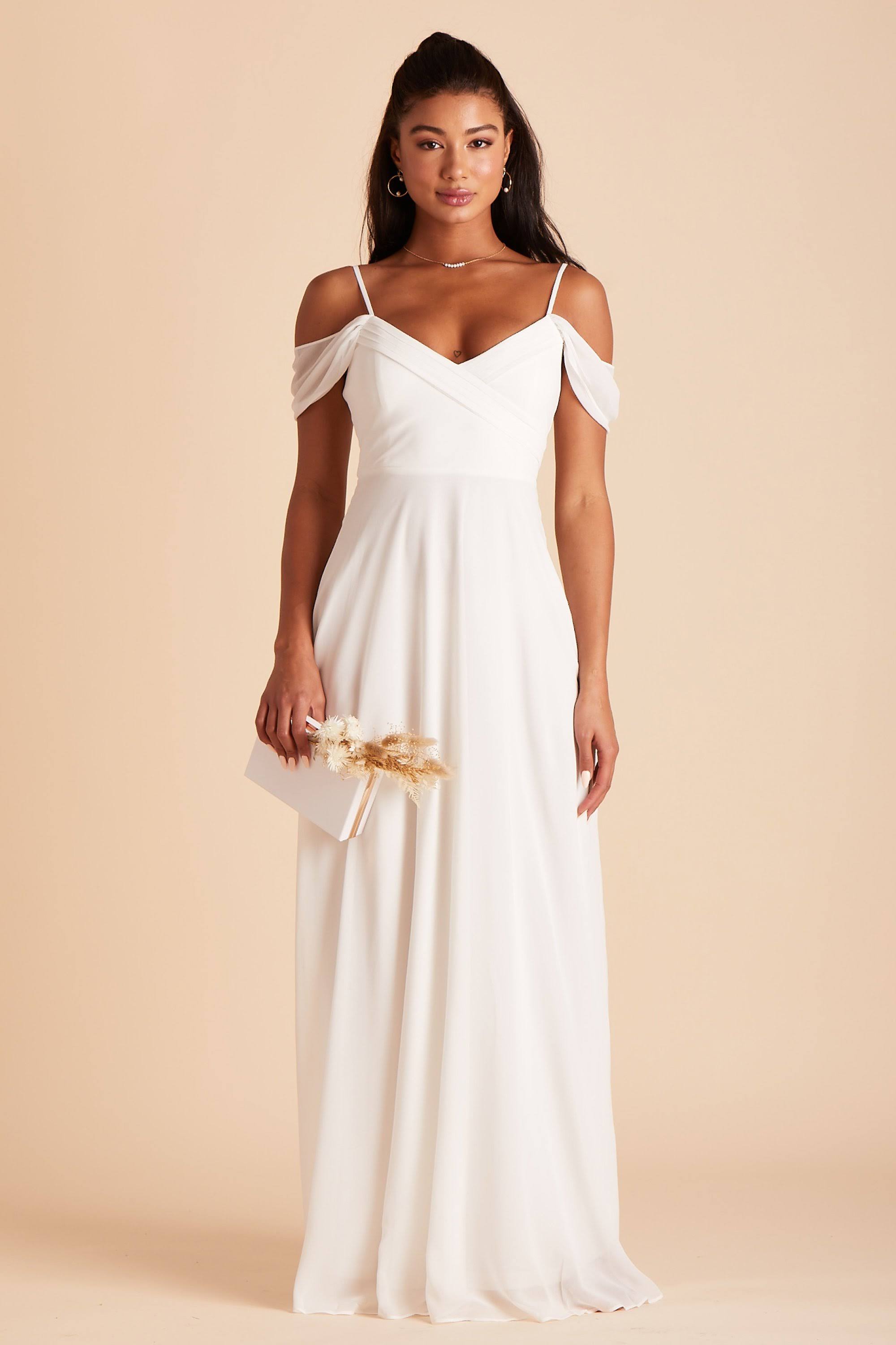 Birdy Grey Spence Convertible Chiffon Bridesmaid Dress in White S / White