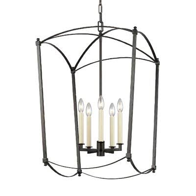 Brockton 5 - Light Lantern Geometric Chandelier Finish: Smith Steel