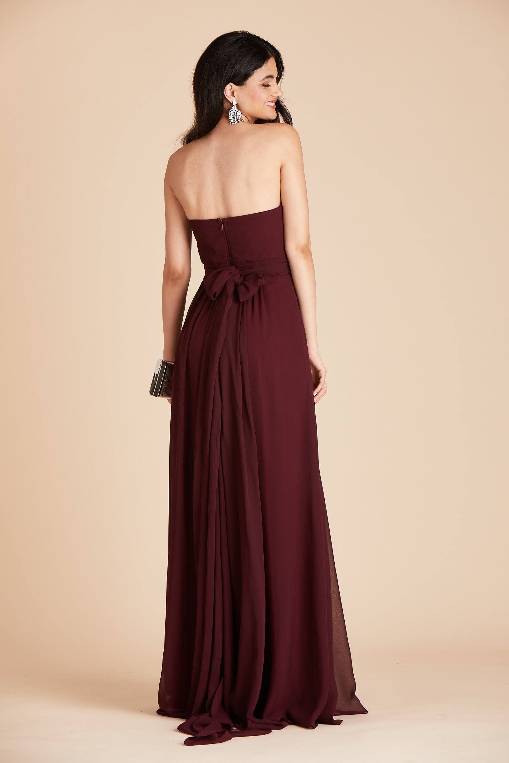Birdy Grey Grace Convertible Chiffon Bridesmaid Dress in Cabernet Xs / Cabernet / No Slit