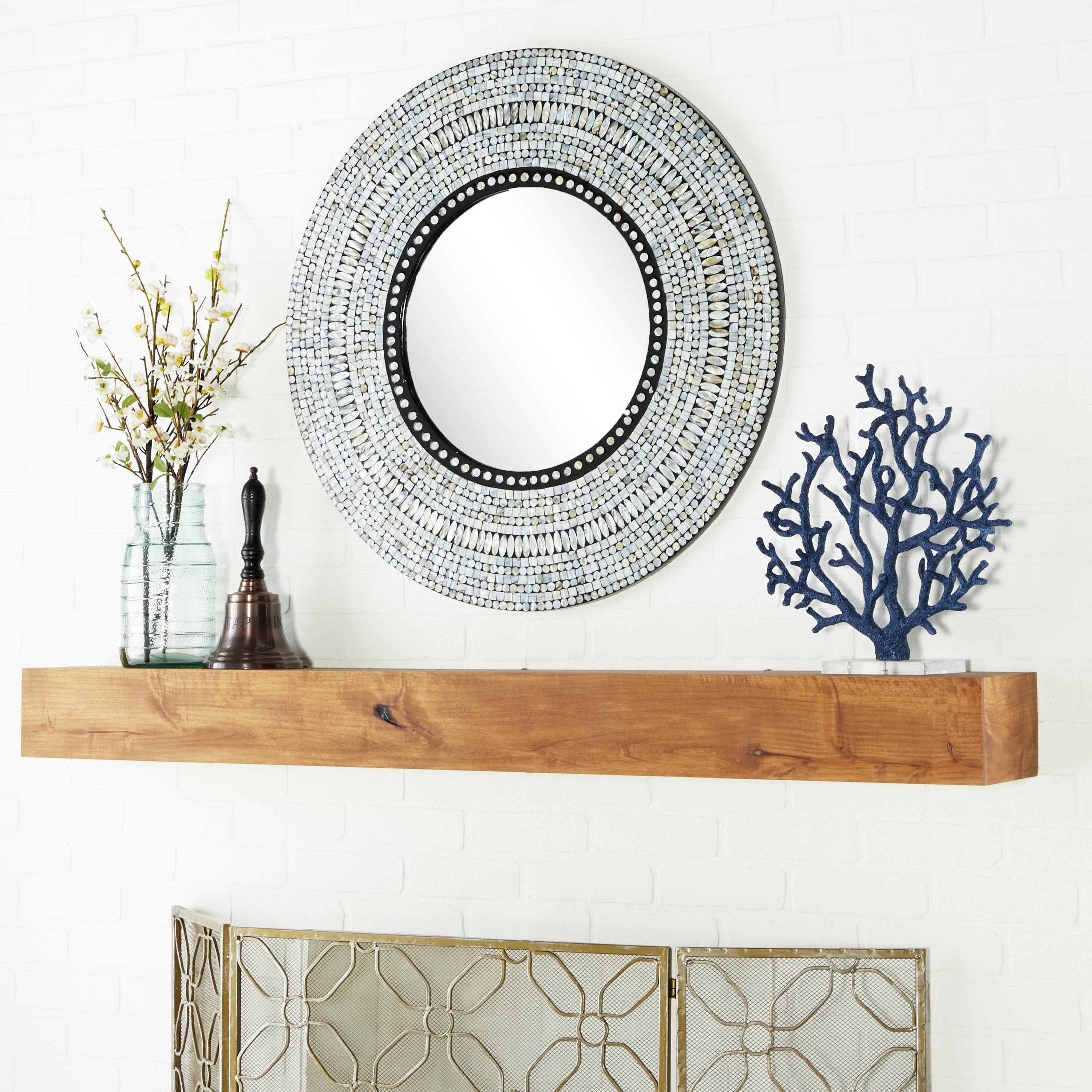 Wood Shell Inlay Mirror - 32