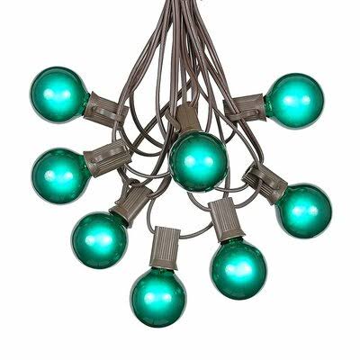 G40 Patio 25 ft. 25-Light Globe String Lights The Party Aisle Bulb Color: Green, Cord Color: Brown