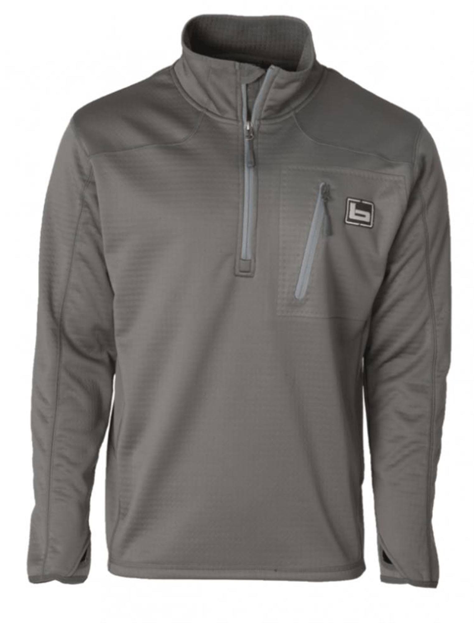 Banded Mid-Layer 1/4 Zip Fleece Pullover - Size S, Charcoal