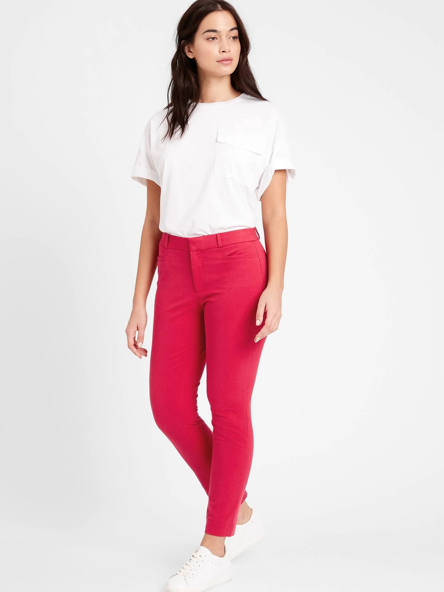 Banana Republic Women's Curvy Mid-Rise Skinny Sloan Pant Maraschino Pant Cherry Red Size 0 Regular