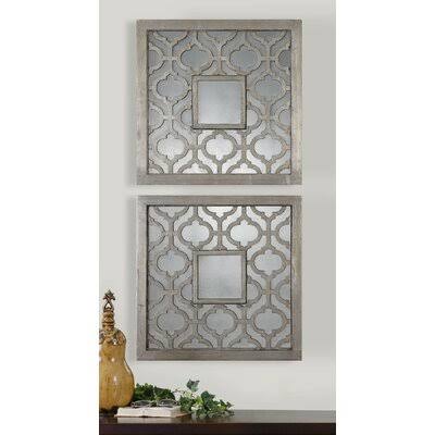 Mistana Square Silver Leaf Wall Mirror (Set of 2)