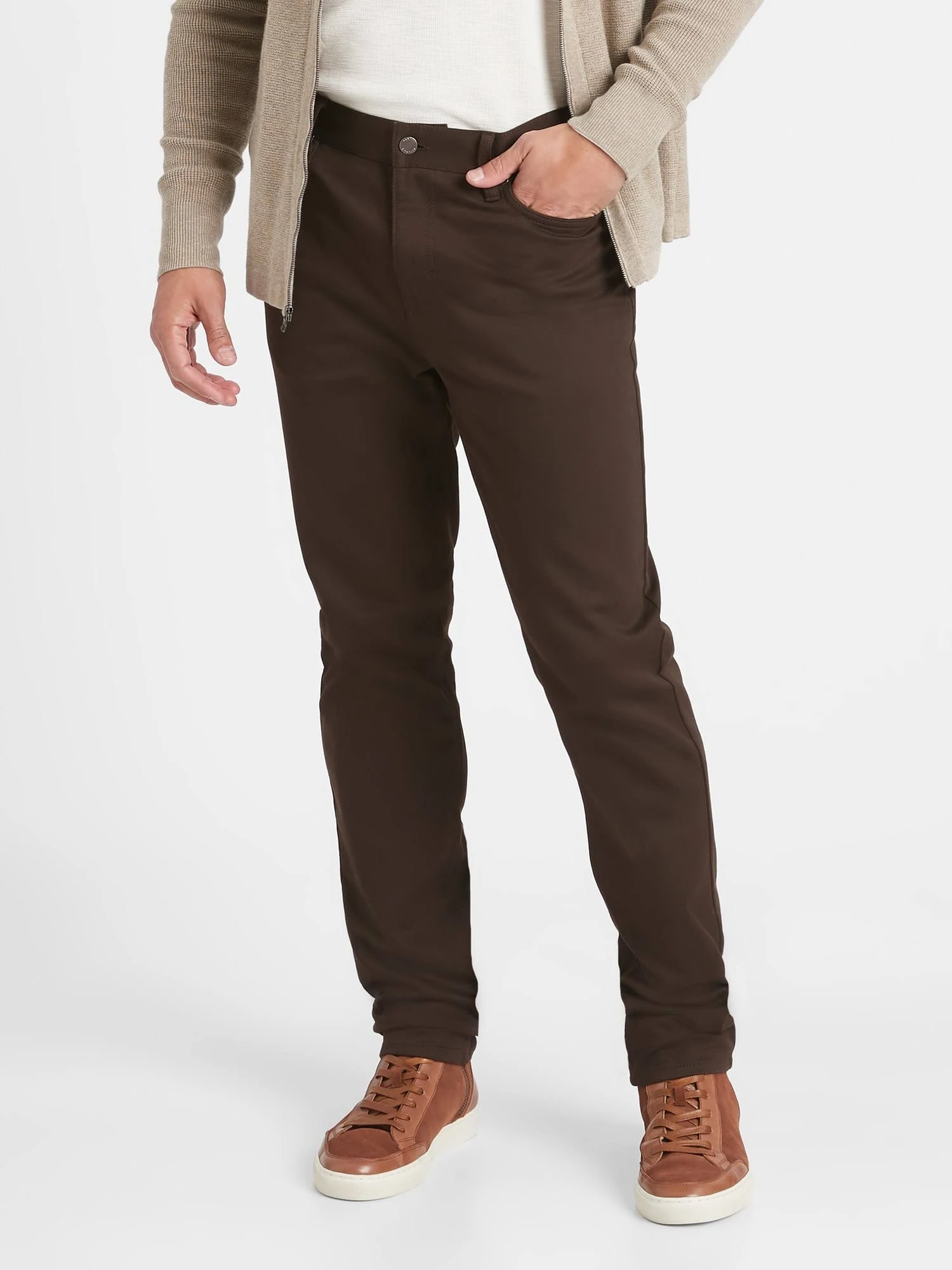 Banana Republic Men's Slim Traveler Pant Brown Coffee Bean Size 36W 32L