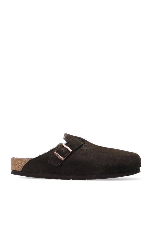 Birkenstock &Boston VL Shearling& Suede Slides - Brown - Slippers