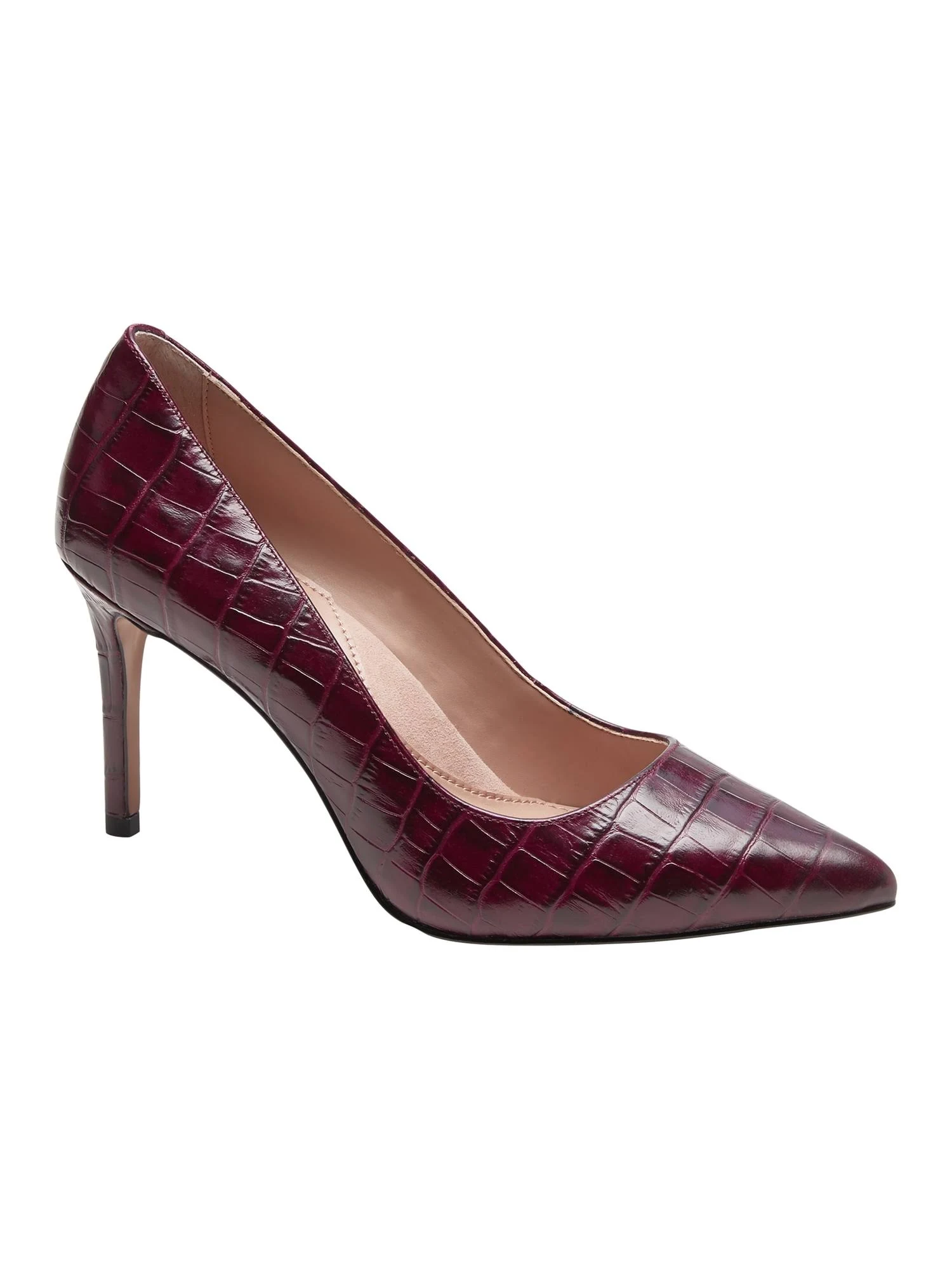 Banana Republic Wo's Madison 12-Hour Pump Burgundy Red Croc Leather Size 7