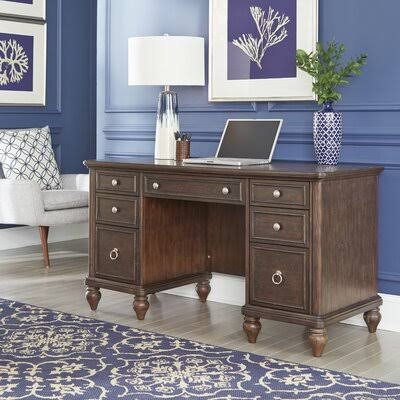 McLaurin Dark Aged Oak Credenza Desk Birch Lane