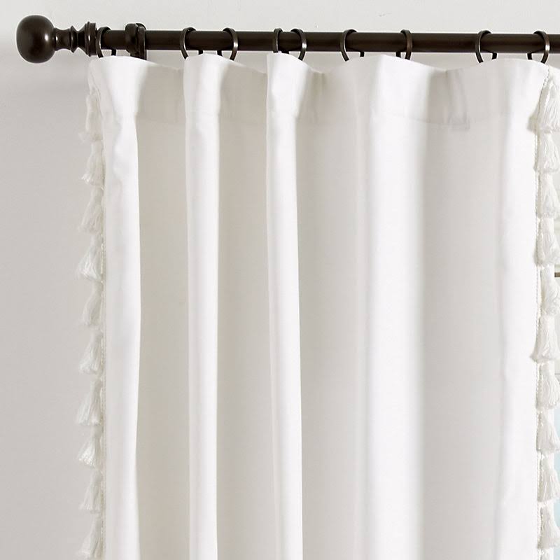 Tassel Trim Drapery Panel Super White Twill 108x22 - Ballard Designs