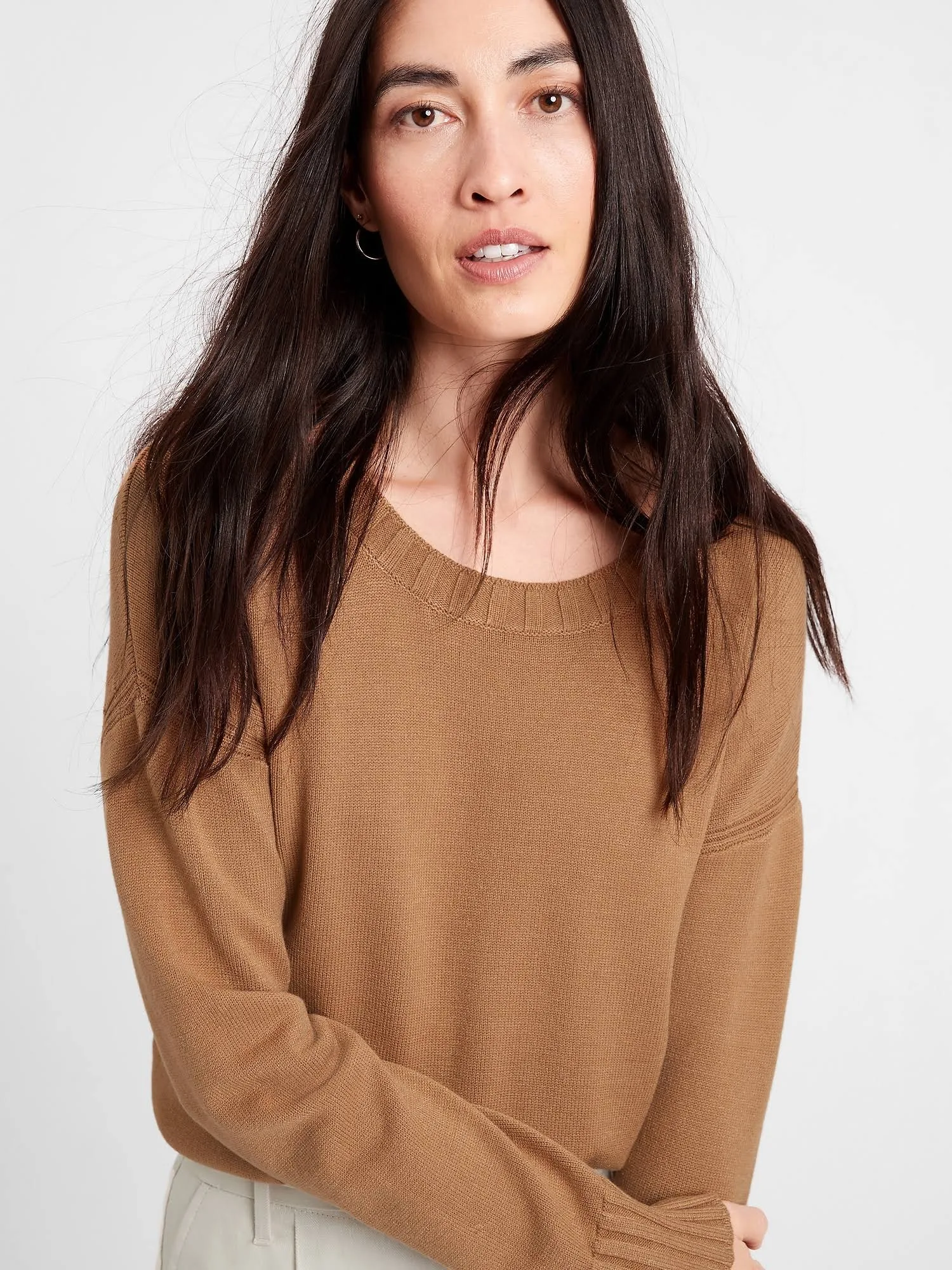 Banana Republic Women's Relaxed Crew-Neck Sweater Afternoon Latte Beige Size XXL