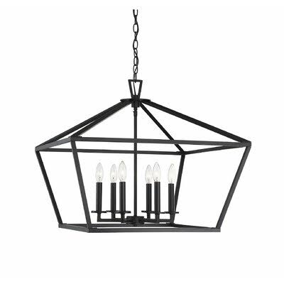 Israel 6 - Light Candle Style Geometric Chandelier Finish: Matte Black