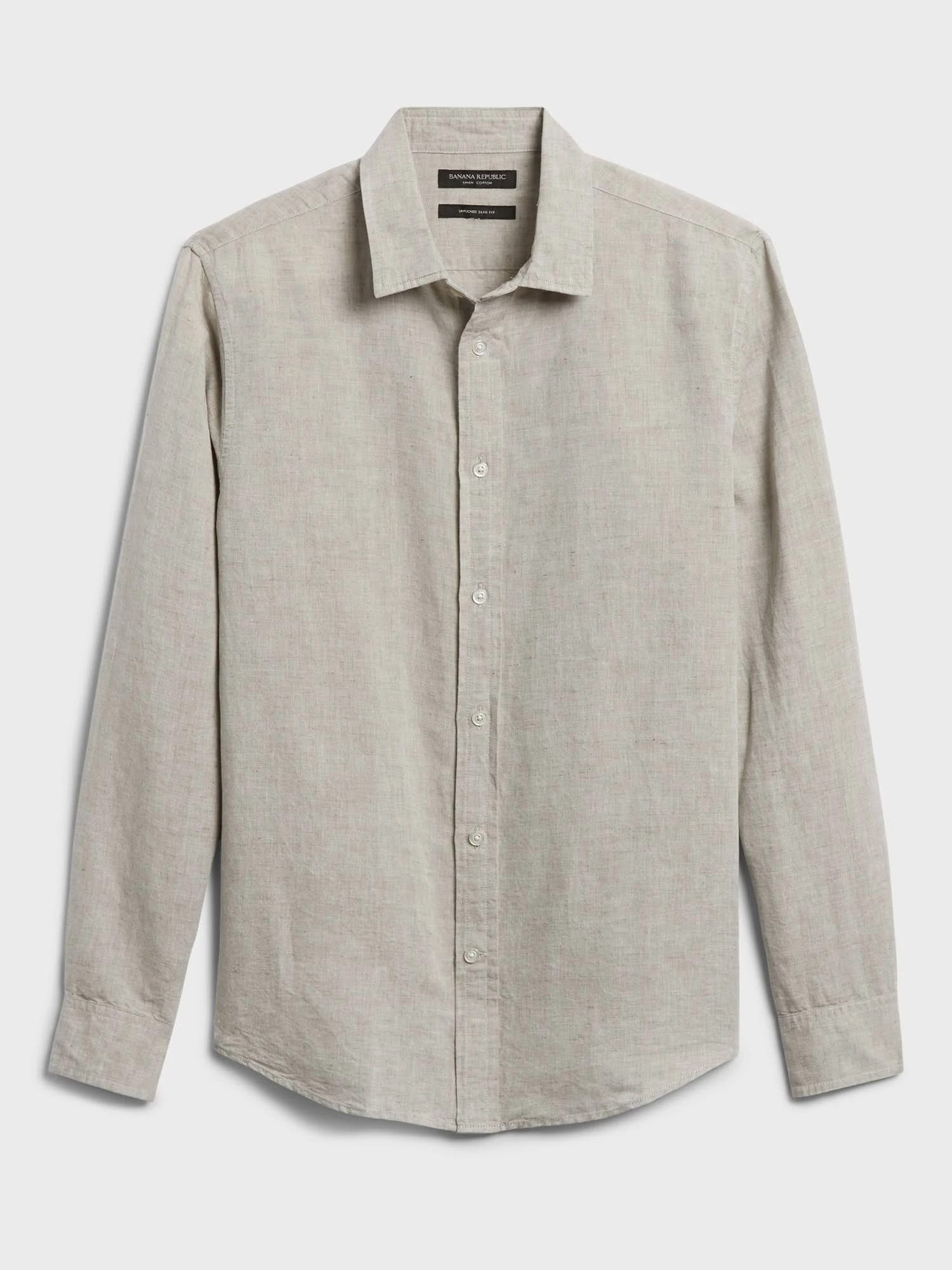 Banana Republic Men's Untucked Slim-Fit Linen-Cotton Shirt Tan Linen & Cotton Tall Size XL