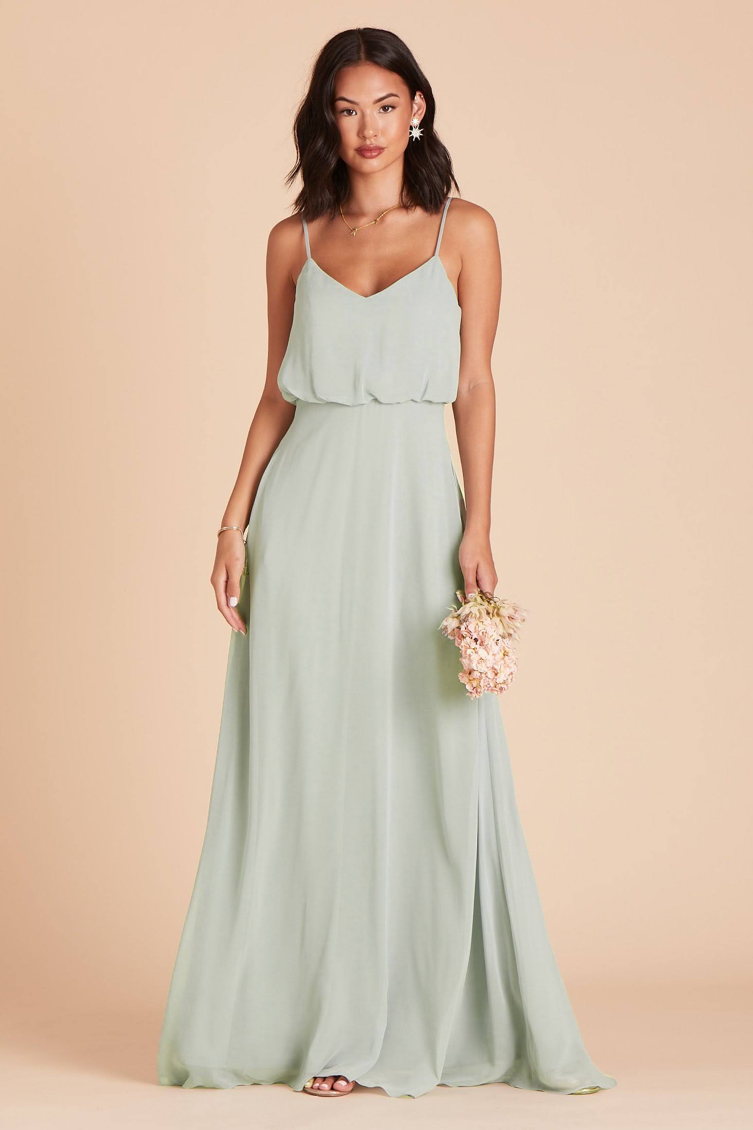 Birdy Grey Gwennie Chiffon Bridesmaid Dress in Sage S / Sage / No Slit