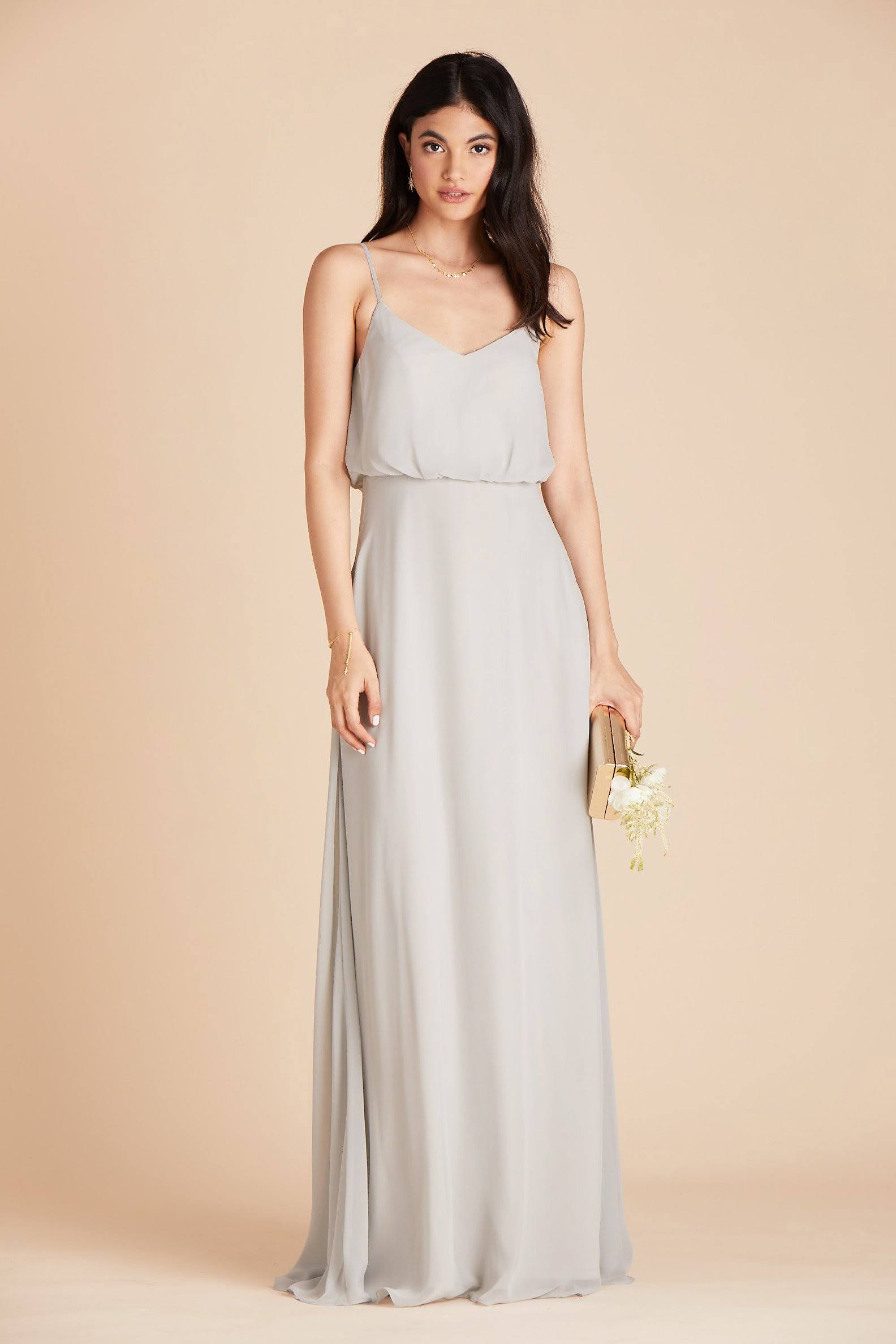 Birdy Grey Gwennie Chiffon Bridesmaid Dress in Dove Gray M / Dove Gray