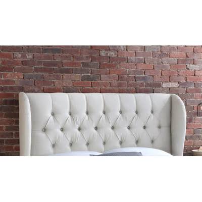 House of Hampton Stowmarket Tufted Diamond Upholstered Wingback Headboard Size: Queen, Upholstery: Talc