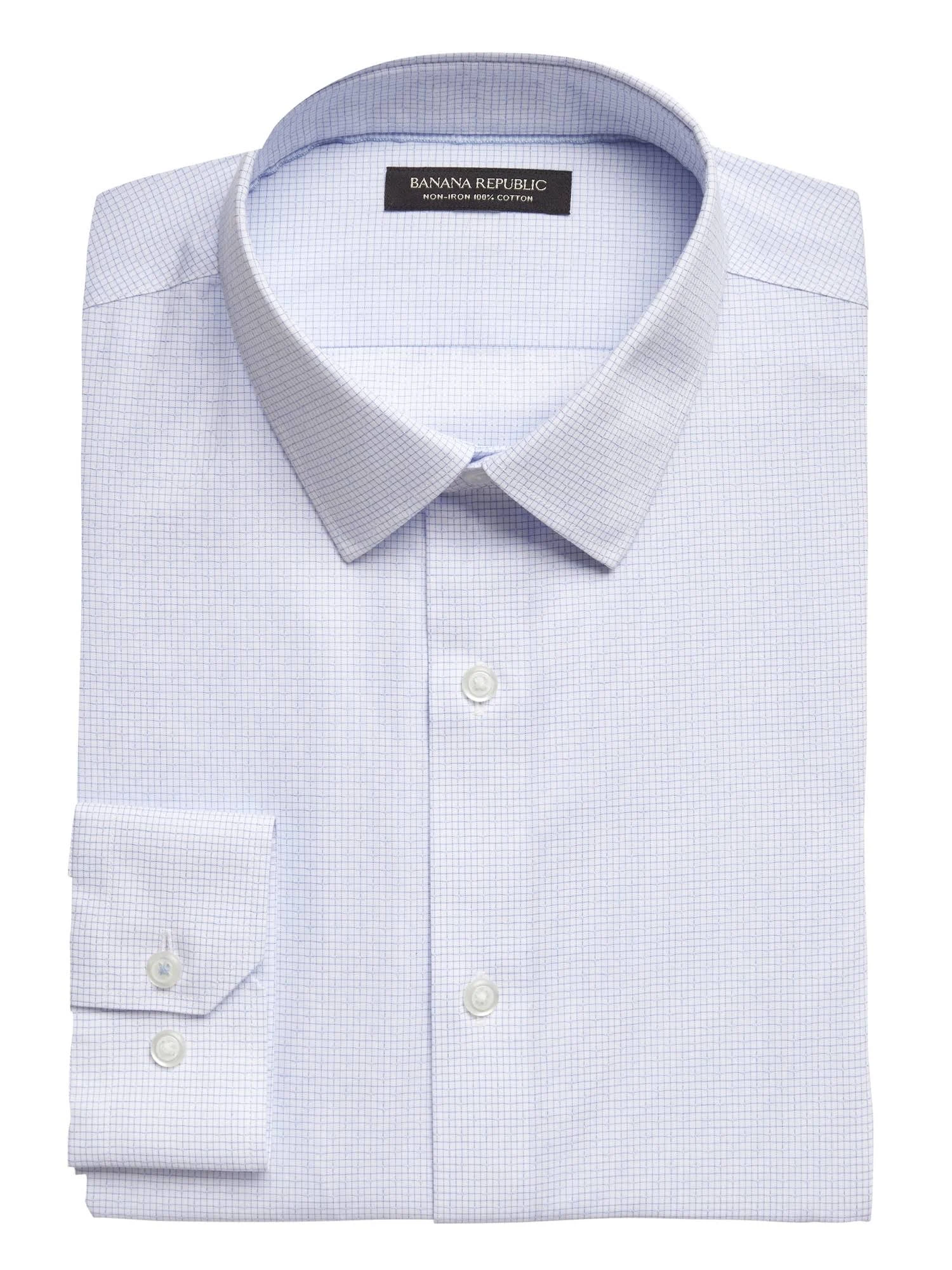 Banana Republic Men's Slim-Fit Non-Iron Dress Shirt Light Blue Size Xxs