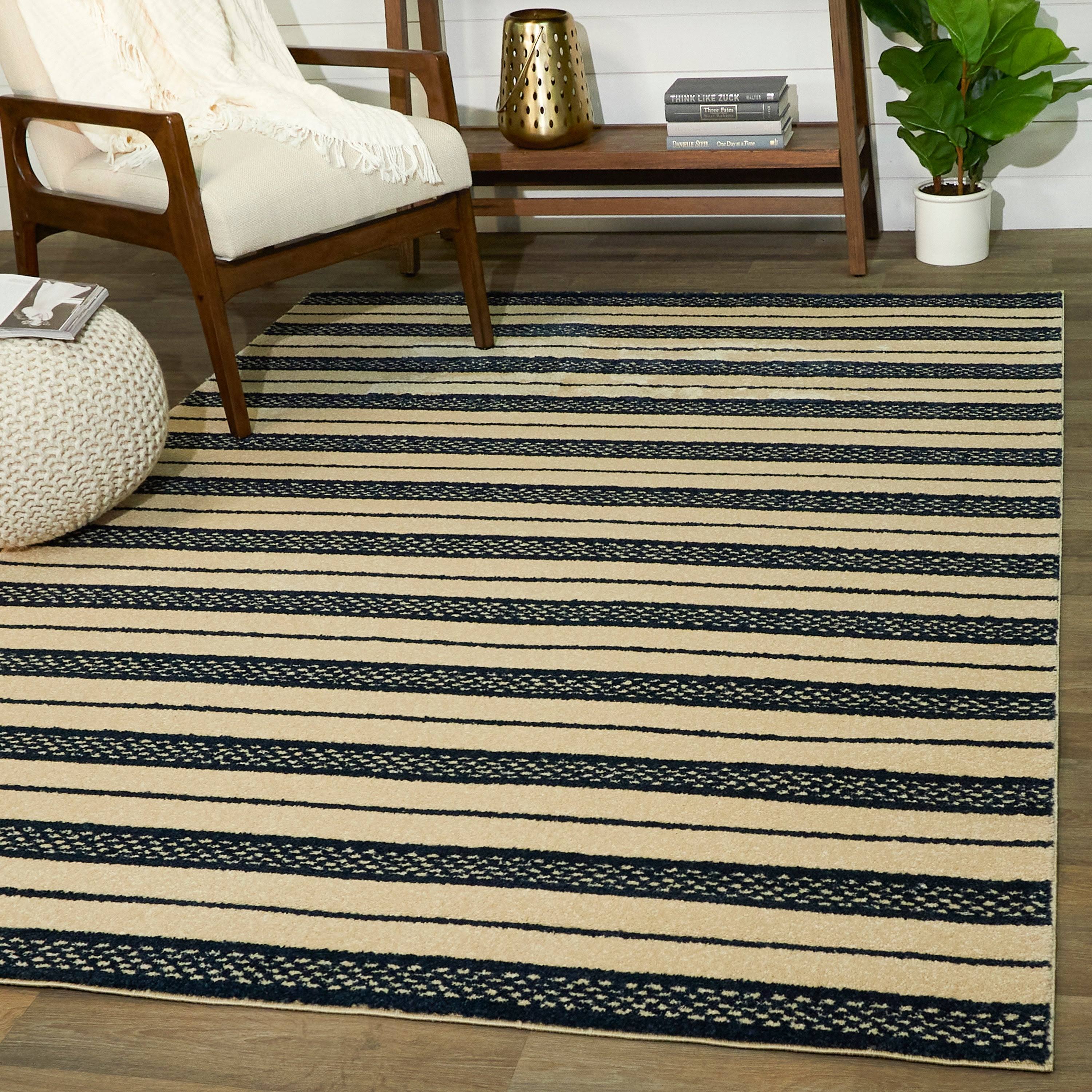 Messina Striped Area Rug - 2&7x22 x 7& Runner - Cream/Navy