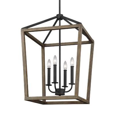 4 - Light Lantern Geometric Chandelier Size: 84.5x22 H x 18x22 W x 18x22 D
