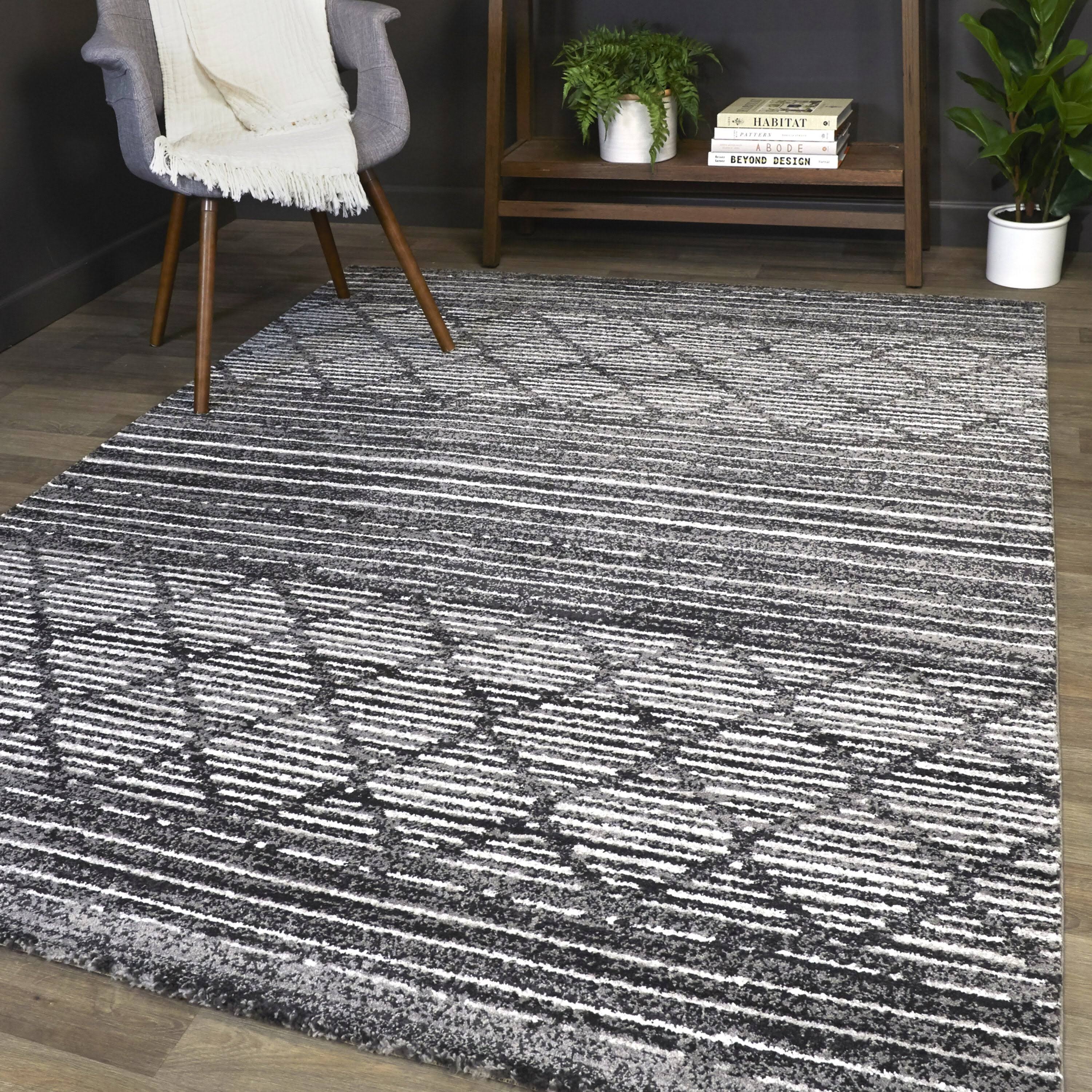 Madera Striped Contemporary Area Rug - 7&10x22 x 10& - Charcoal