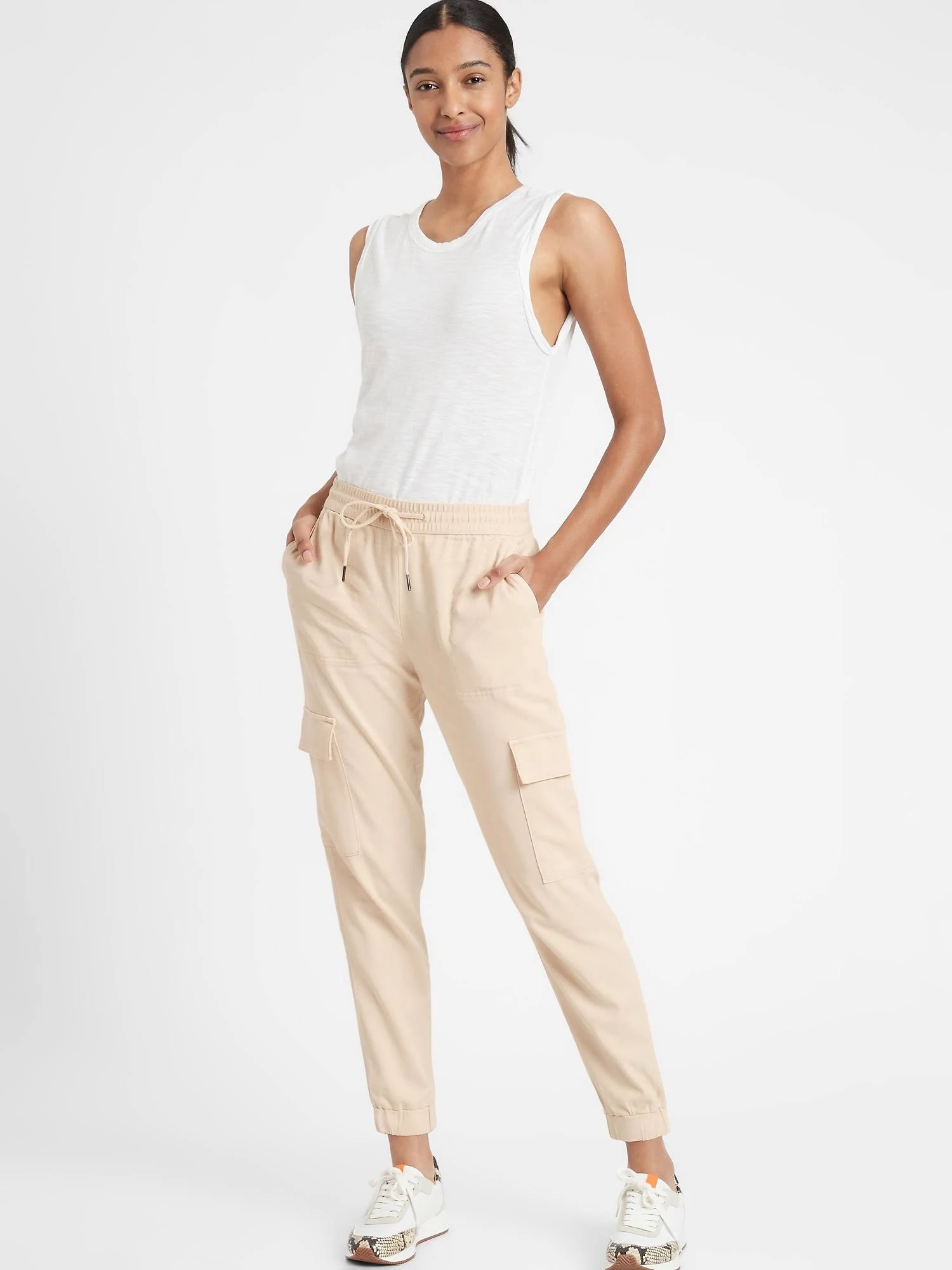 Banana Republic Women's Twill Utility Jogger Offwhite Size L