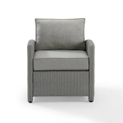 Dalia Patio Chair with Cushions Birch Lane Cushion Color: Gray, Frame Color: Brown