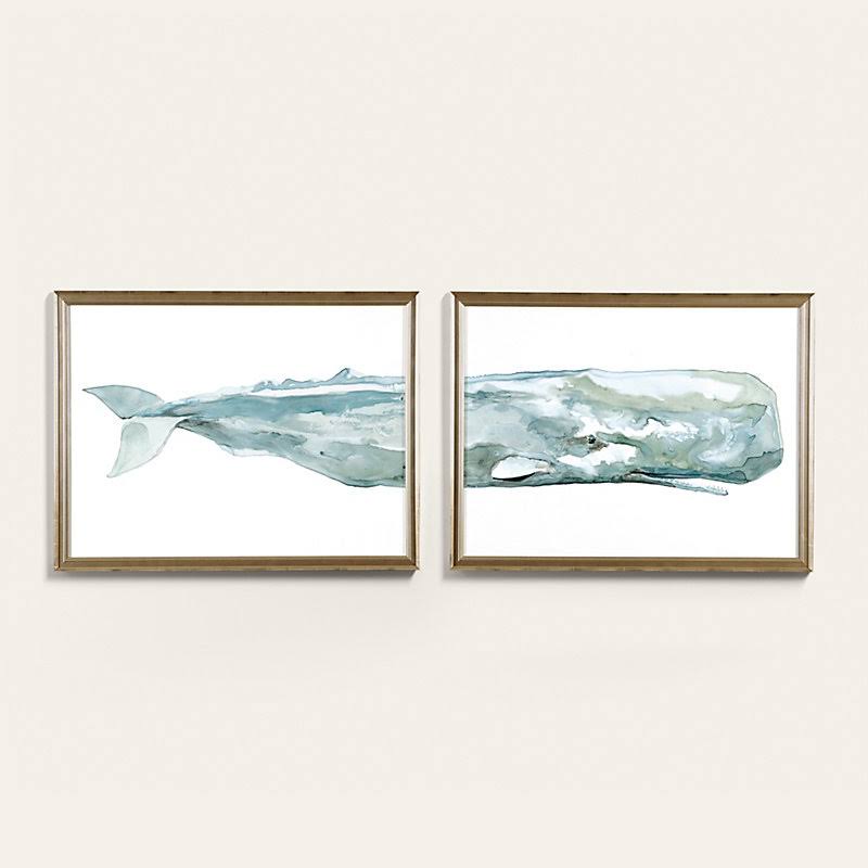 Whale Diptych Art 28x22 x 38x22 - Ballard Designs