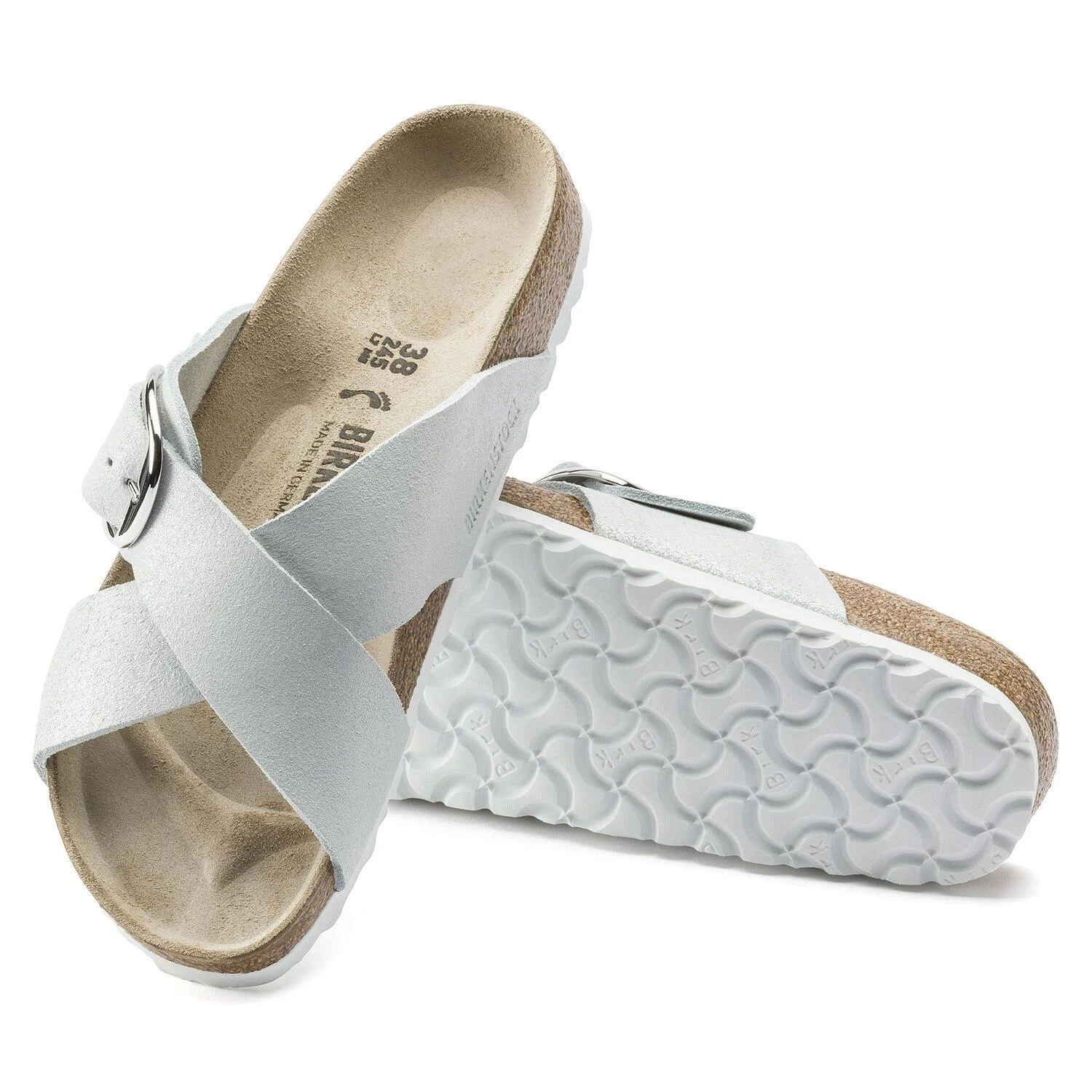 Birkenstock Women's Siena Big Buckle, Washed Metallic White Size: 38 N