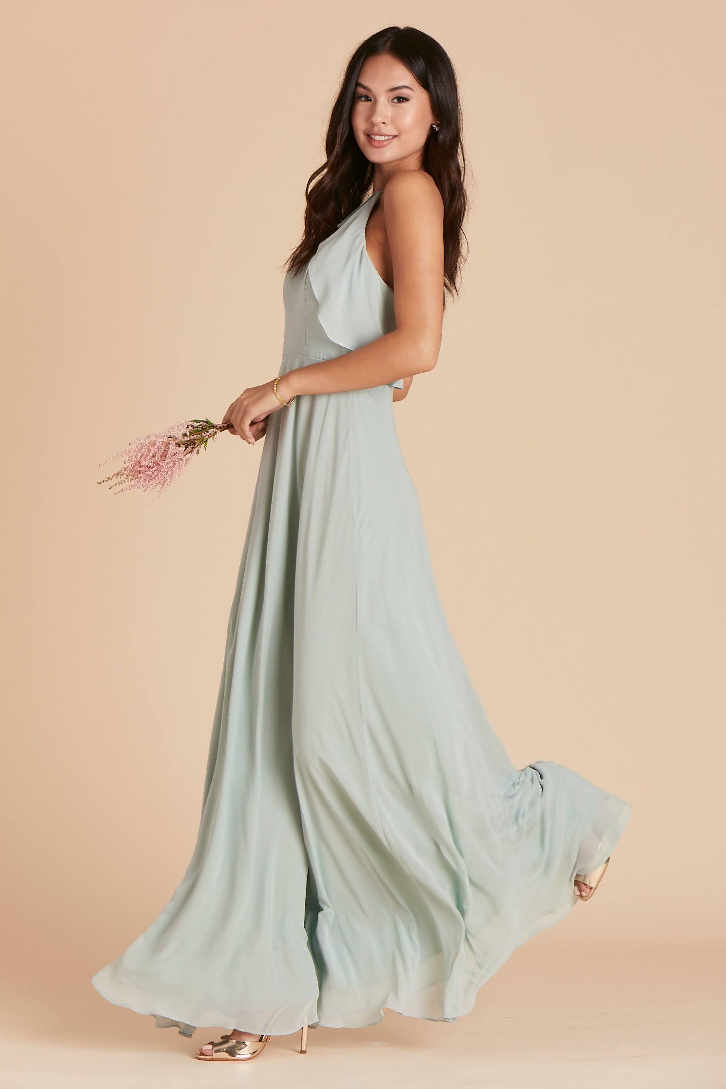 Birdy Grey Jules Chiffon Bridesmaid Dress in Sage S / Sage