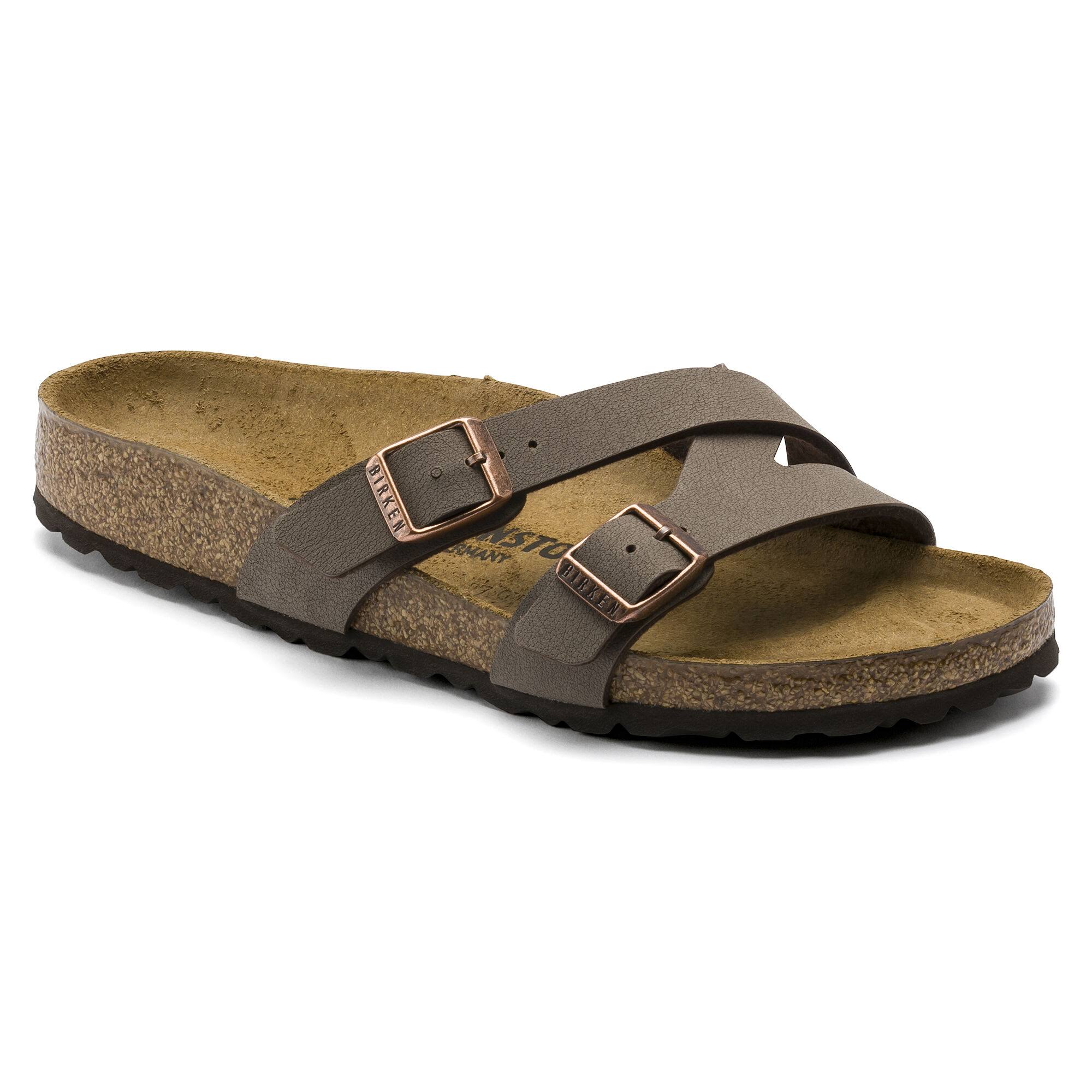 BIRKENSTOCK Spring Yao Birko-Flor Nubuck Mocha White Two-Strap Sandals