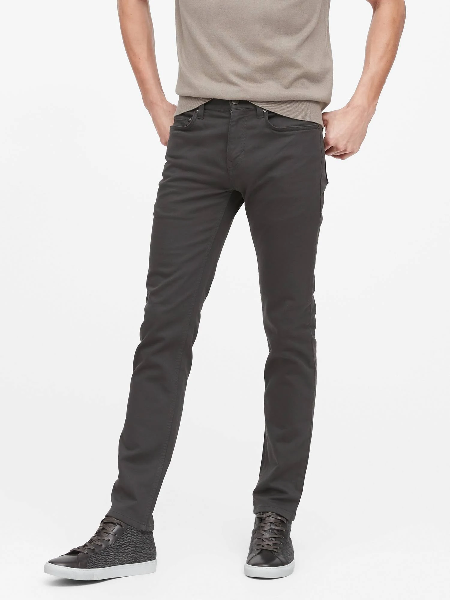 Banana Republic Men's Slim Traveler Pant Asphalt Gray Tall Size 34W 36L