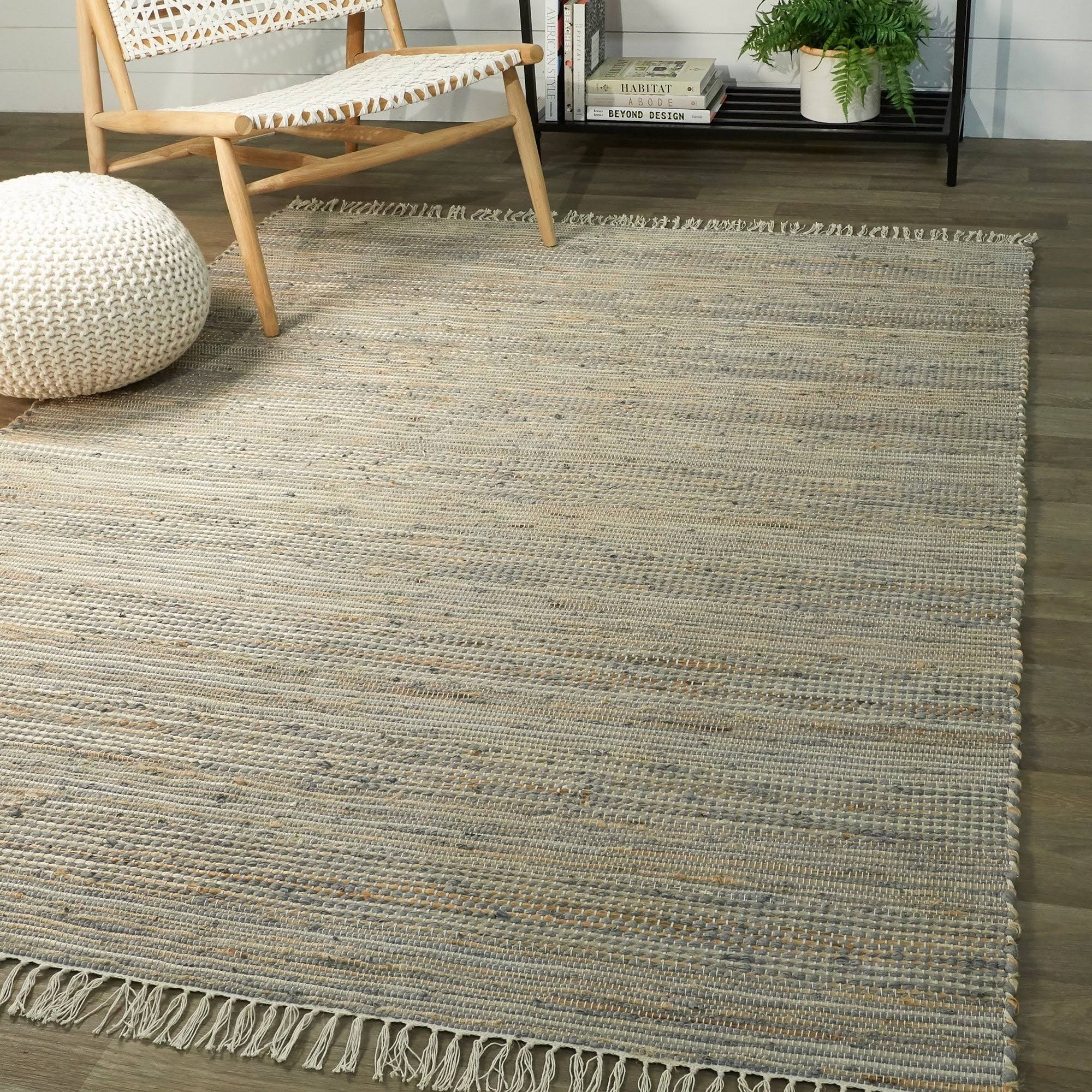 Papilio Hunter Sisal Flatweave Natural Fiber Jute Area Rug - 5&3x22 x 6&7x22 - Blue