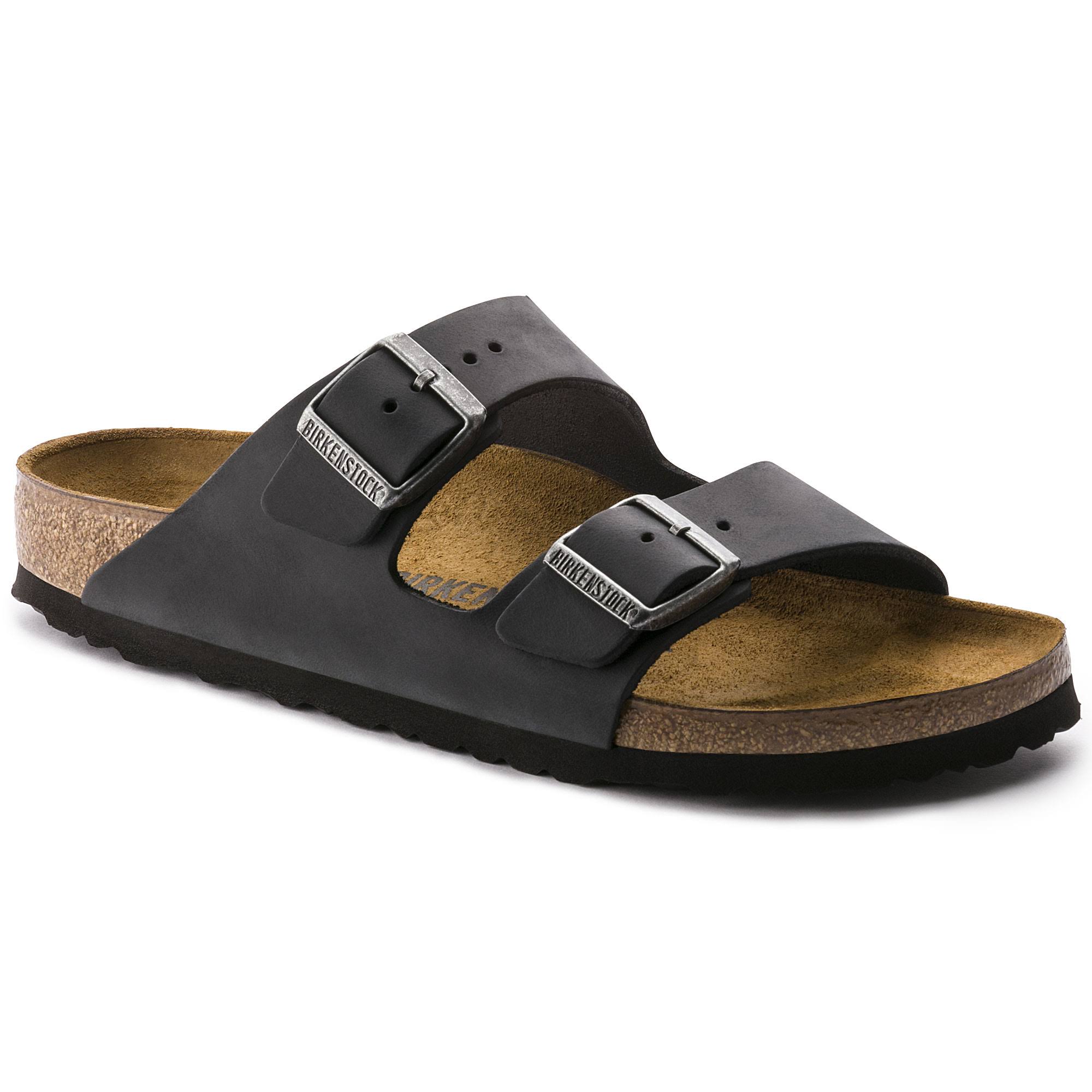 Birkenstock Arizona Oiled Leather Sandals - Black