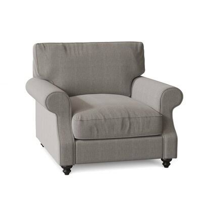 Huxley 39x22 Wide Down Cushion Armchair Birch Lane Body Fabric: Hanover Concrete, Leg Color: Black Walnut