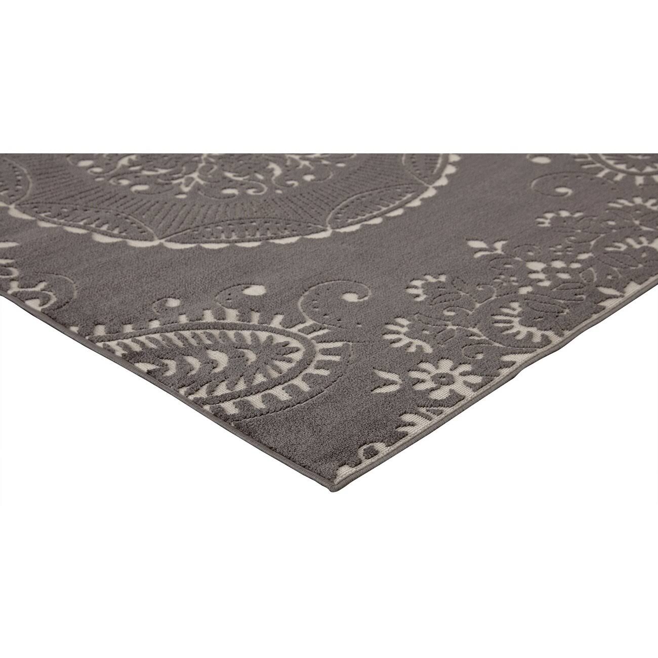 BALTA Meticulous Medallion Charcoal Grey - 5'3 x 7'6, Beige