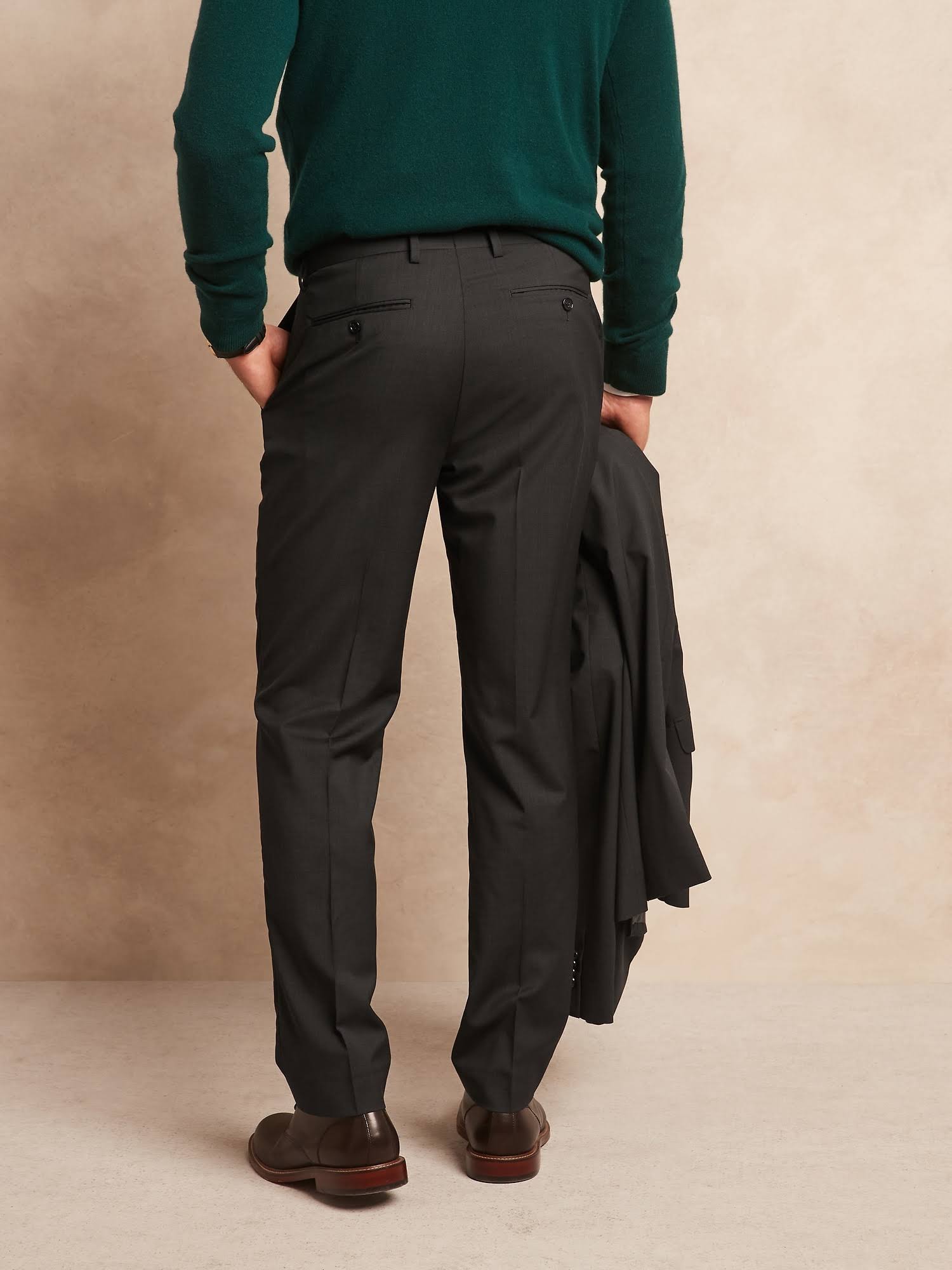Banana Republic Men's Standard Italian Wool Suit Pant Dark Charcoal Tall Size 32W 36L