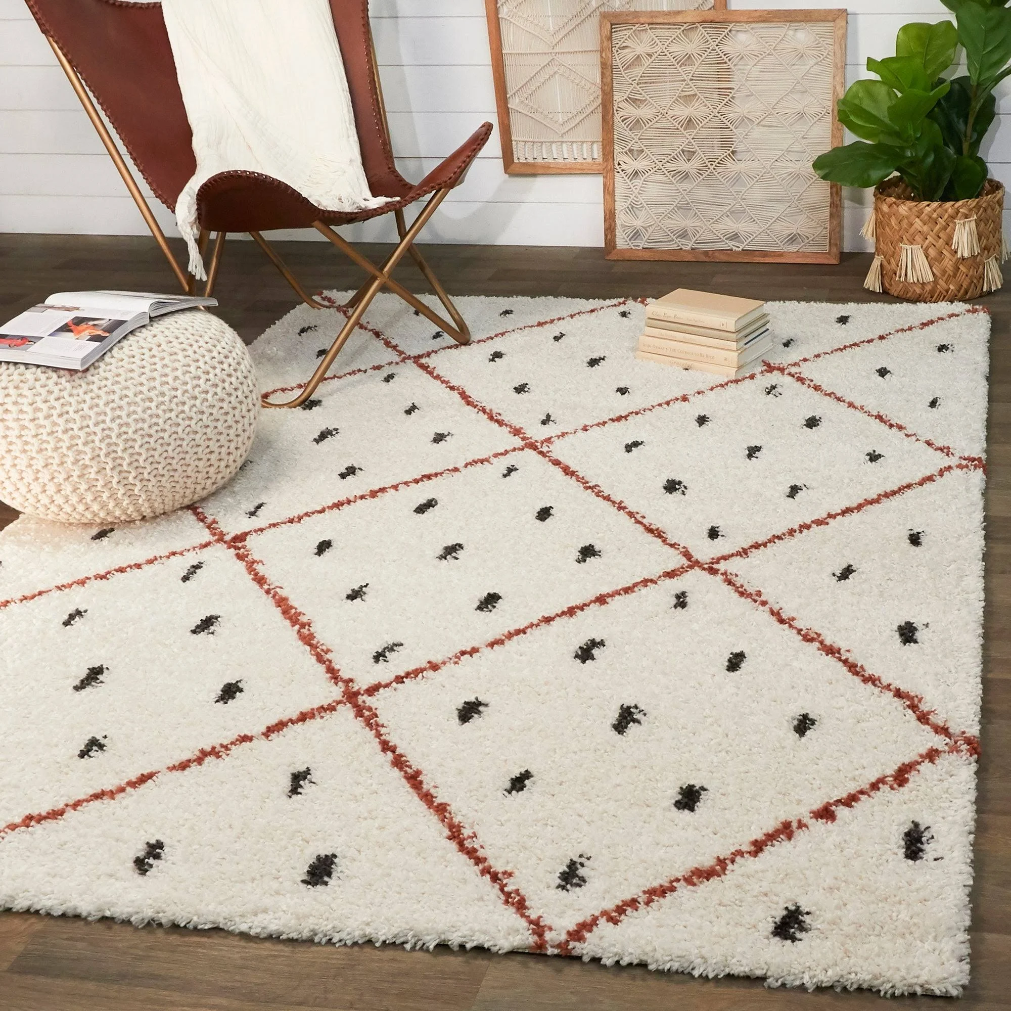 Balta Taylor Burnt Orange 5 ft. x 7 ft. Trellis Shag Area Rug