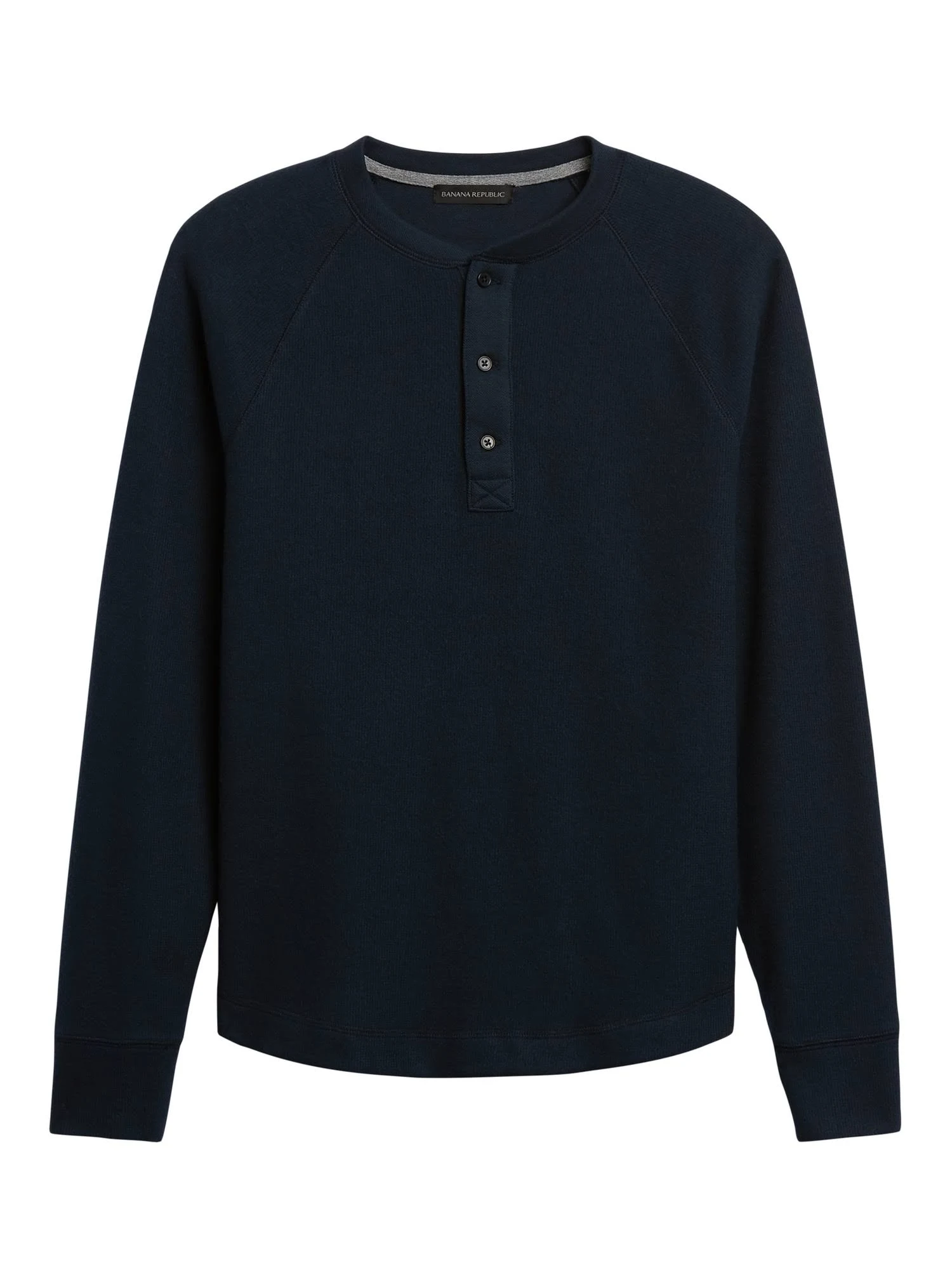 Banana Republic Men's Brushed Waffle-Knit Henley T-Shirt Navy Size S