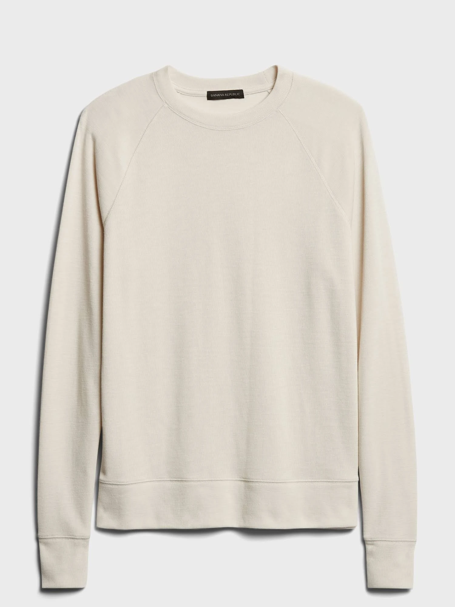 Banana Republic Men's Double-Knit Crew-Neck Sweatshirt Transition Cream White Tall Size M