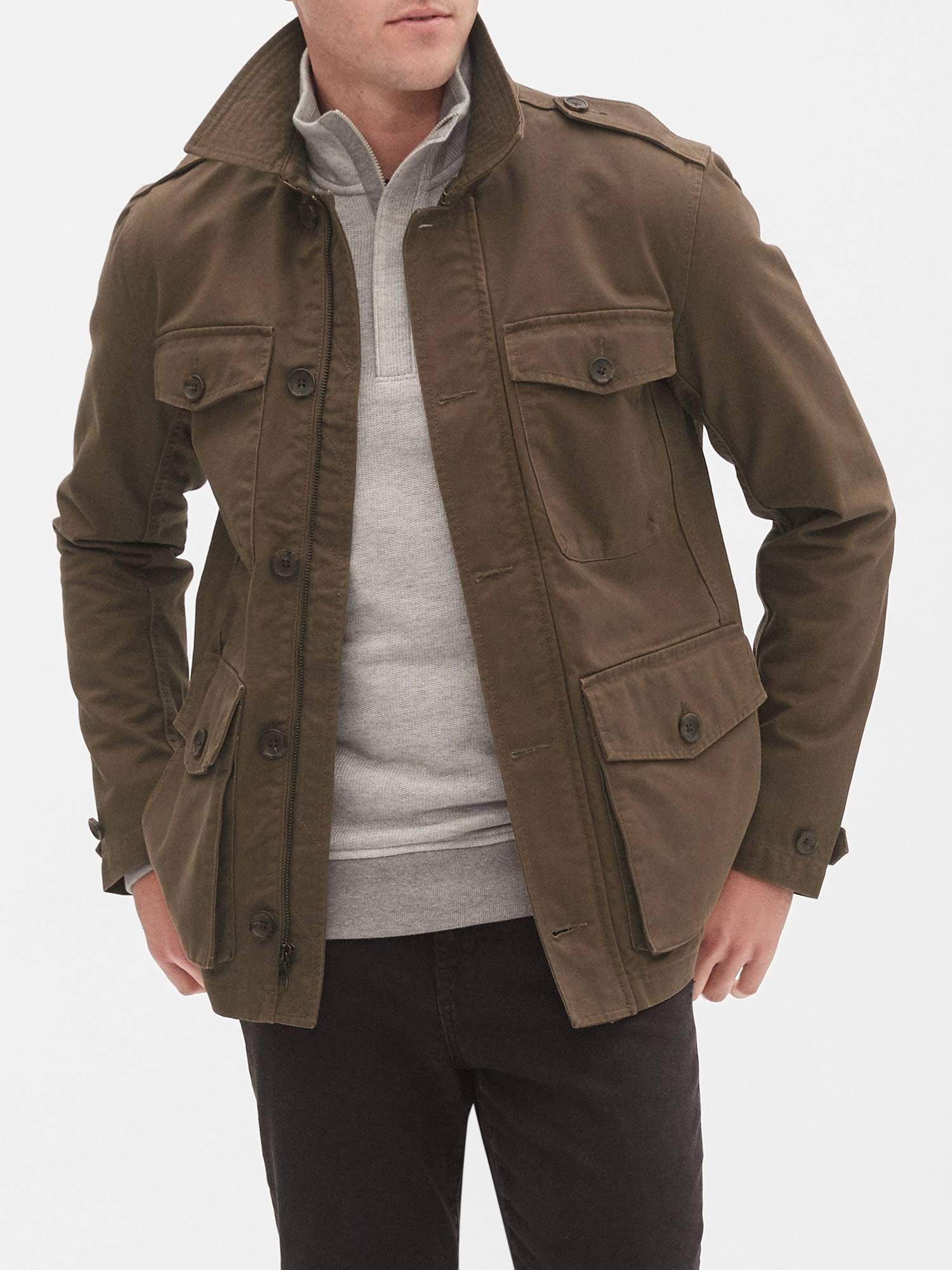 Banana Republic Factory men's 4-Pocket Field Jacket Fatigued Olive Regular Size M
