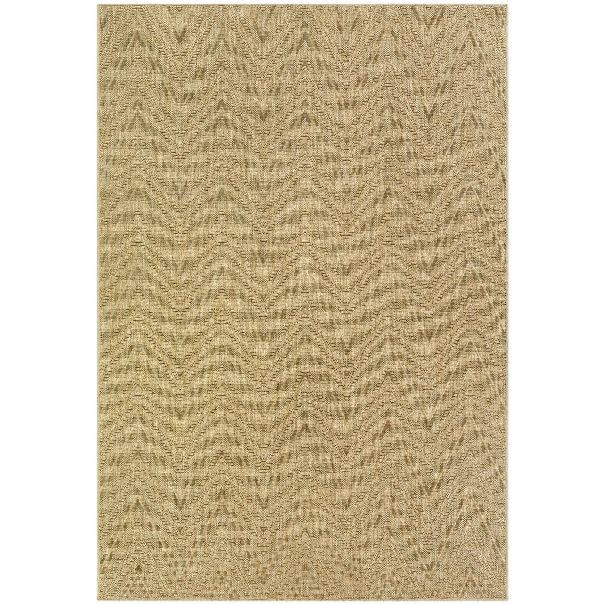 BALTA Kava Beige 5 ft. x 7 ft. Chevron Flatweave Indoor/Outdoor Area Rug