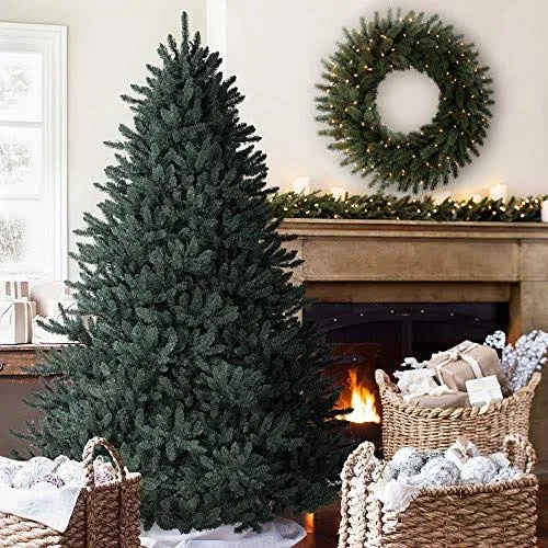 Balsam Hill 7.5ft Premium Unlit Artificial Christmas Tree Classic Blue Spruce with Storage Bag, and Fluffing Gloves