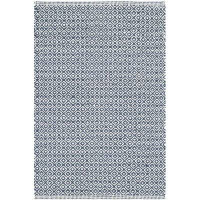 Hampden Handmade Flatweave Cotton Ivory/Navy Rug Bungalow Rose Rug Size: Rectangle 9& x 12&