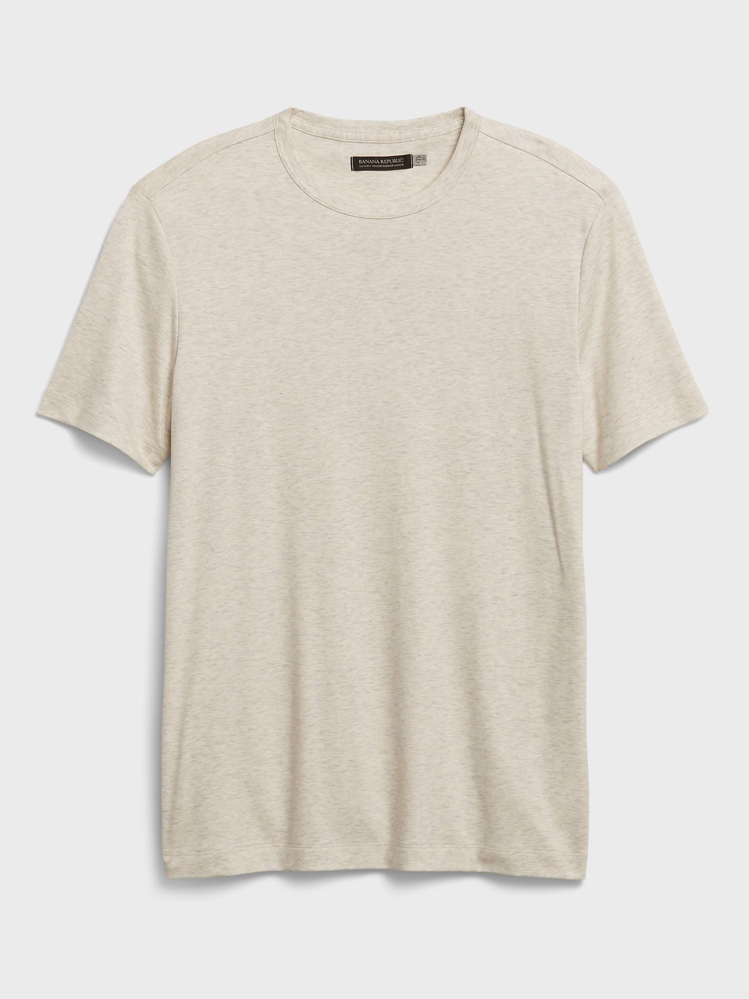 Banana Republic Men's Luxury Touch Performance T-Shirt Oatmeal Heather Tall Size M