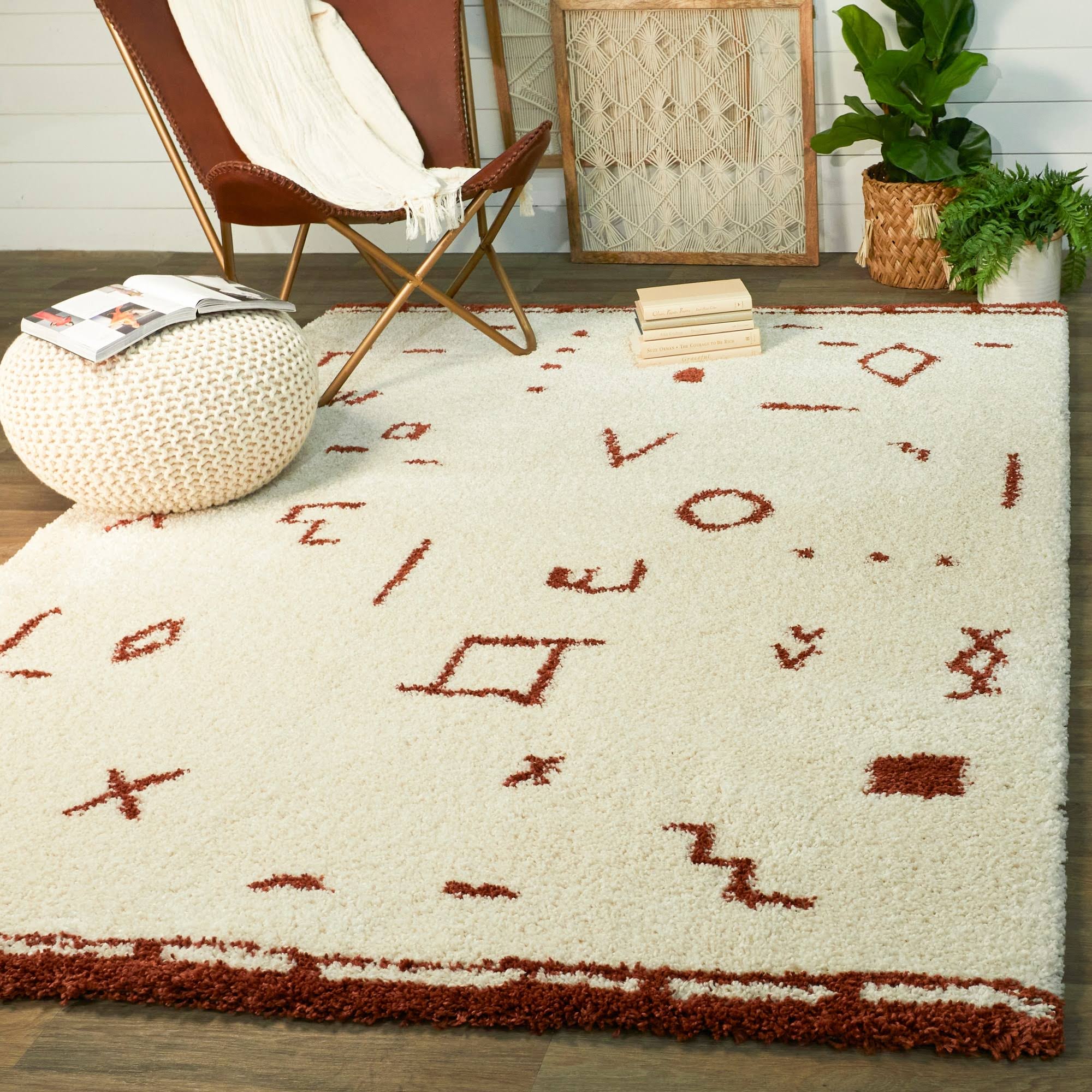 Balta Headley Burnt Orange 5 ft. x 7 ft. Tribal Shag Area Rug
