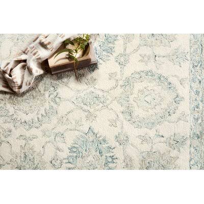 Fleshman Oriental Handmade Hooked Wool Ivory/Blue Area Rug Birch Lane Rug Size: Rectangle 2&6x22 x 7&6x22