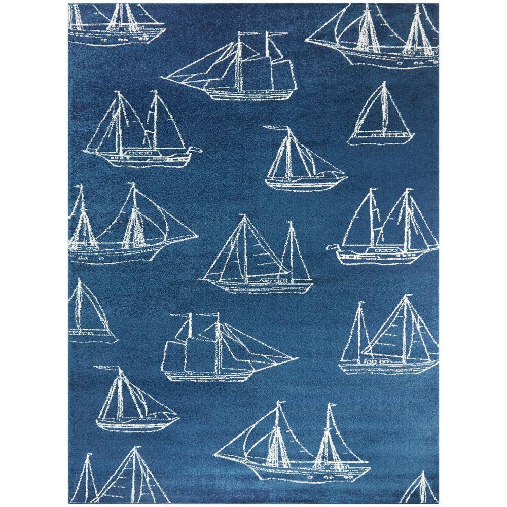 BALTA Marino Nautical Ship Blue 5 ft. x 7 ft. Area Rug